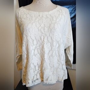 Forever 21 Cream Lace Top